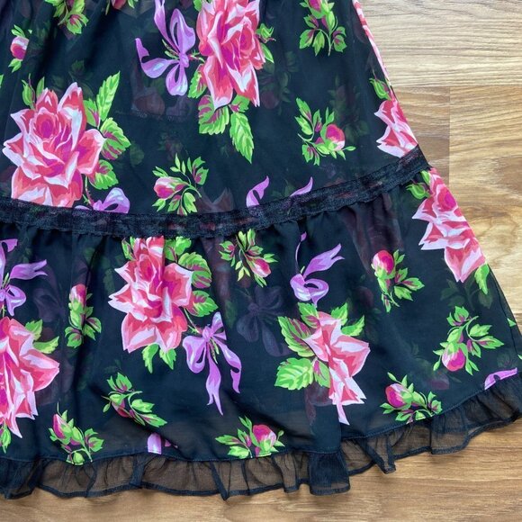 Betsey Johnson Intimates Floral Sheer Nightie Lingerie Dress and Thong Panty Set - Picture 6 of 16